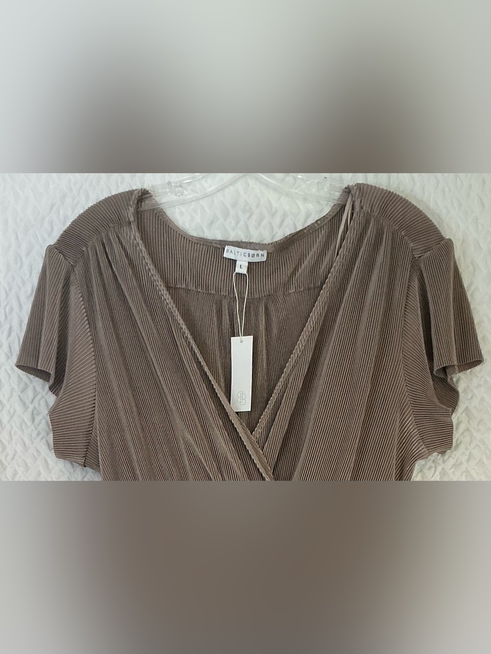 Baltic Born Athena Pleated Maxi Dress Size L Taupe Brown NWT Wedding Guest - Picture 6 of 6